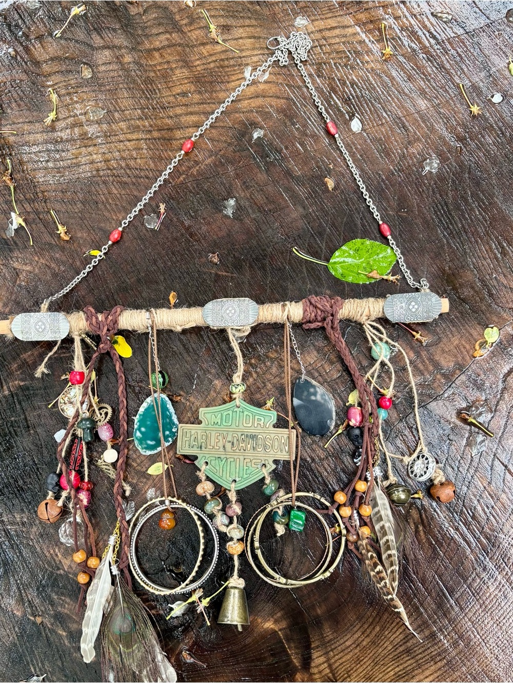 Harley-Davidson Green and Brown Boho Hanging Charm Mobile